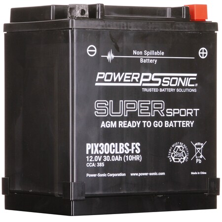 Power Sonic PIX30CLBS-FS Factory Activated AGM PowerSport Battery PIX30CLBS-FS